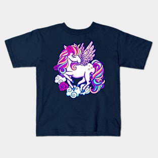 Cute Colorful Pegasus Unicorn Kids T-Shirt
